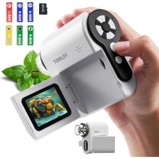 TOMLOV P20 Handheld Digital Microscope, Multiple Pocket Microscope for Children, 2 Inch Portable Handheld Microscope, 1080P DV Camera, Compatible with MacOS Windows, 100X-1000X Magnification, Slide