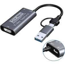 USB 3.0 Video Capture Card with 100W PD HDMI to USB/USB C 1080P HD 60fps Live and Record Video Audio Game MS2130 for Switch Xbox PS4/5 Live Broadcast, Gaming, Streaming