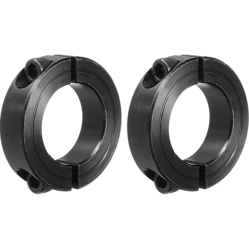 sourcing map Schaftmanschette 1 1/8 Zoll Bohrung doppelt geteilter Karbonstahl Klemmkragen Schaftmanschetten mit Stellschraube schwarz 2 Stück