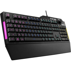 ASUS TUF TUF Gaming K1 RGB klaviatūra su specialia garsumo rankenėle, apsauga nuo išsiliejimo, šonine šviesos juosta ir 
