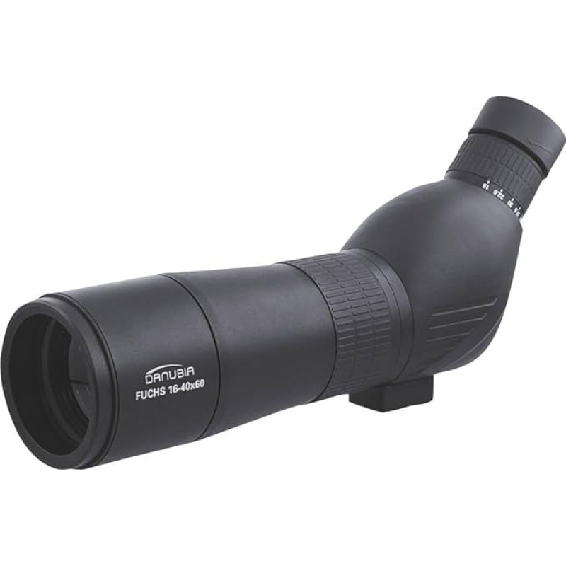 Dörr Danubia 538240 Zoom Spotting Scope Fox 16 - 40 x 60 mm with Rubber Coating 45 Degrees Angled View Black