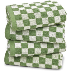 Jacquotha Green Towels for Bathroom, Set of 4, Cute Plaid Towel for Kitchen, Christmas Decoration, Lightweight Bath Towels for Bath, Face, Body