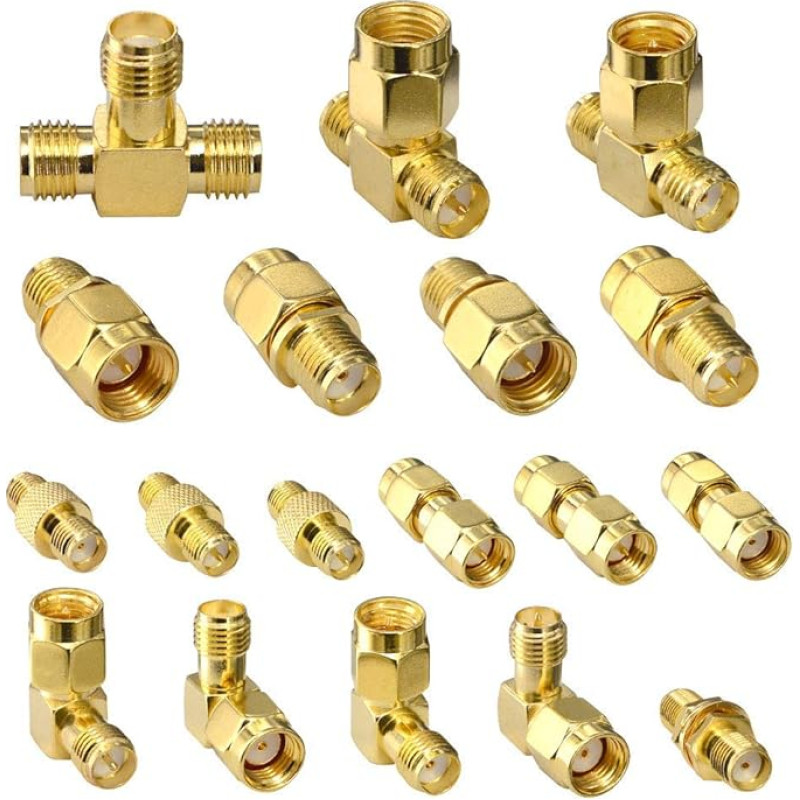 YILIANDUO 18 SMA adapterių rinkinys Standartinis SMA į SMA vyrišką lizdą WiFi antenos SMA koaksialinis keitiklis WiFi antenai/FPV dronui/Walkie Talkie/pratęsimo kabeliui