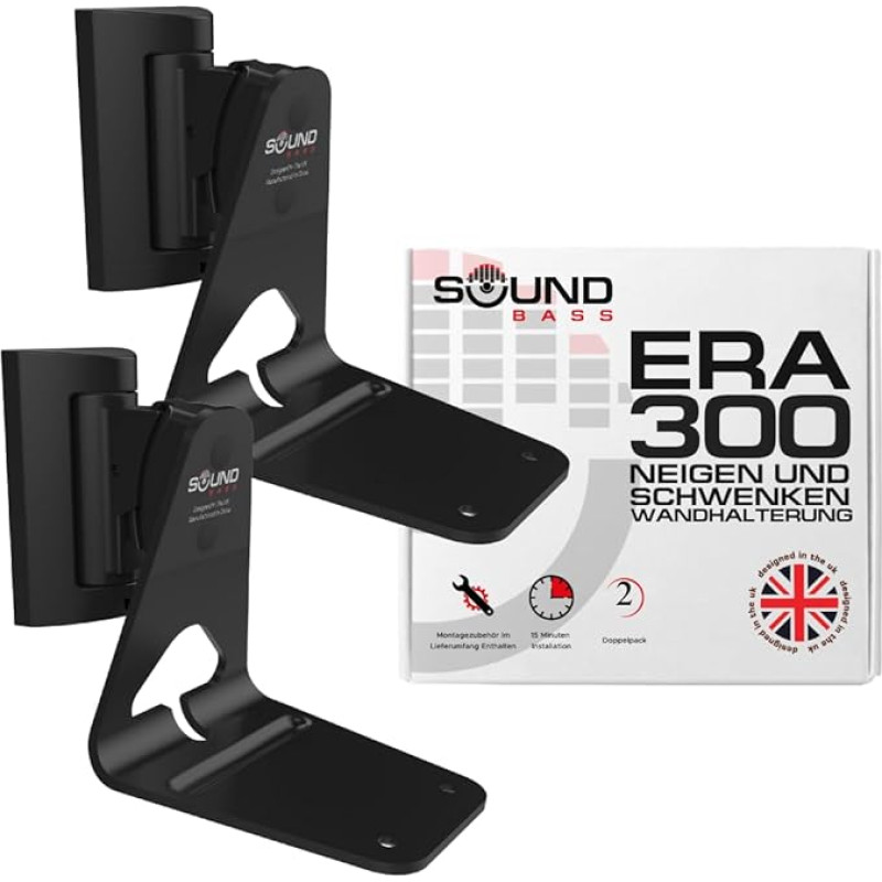 ERA300 Tilt and Swivel Wall Mount Compatible with Sonos ERA 300 Effortless Installation Includes Mounting Kit (Black, Double)