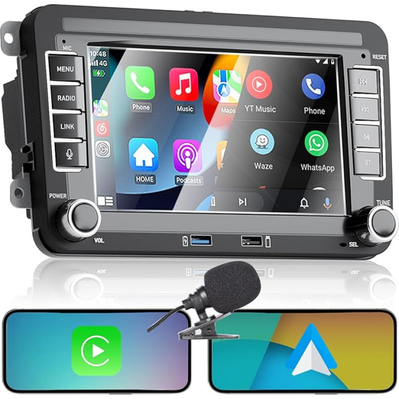 Liulbobu Car Radio for Golf 5 6 Passat Jetta Caddy Polo cc Tiguan EOS Touran T5 Scirocco Wireless Carplay & Android Car with 7 Inch VW Radio Touchscreen Radio/Bluetooth/FM/AM/USB/DSP/RDS/Mirror Link