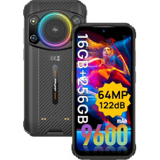 Ulefone Armor 21 Outdoor Smartphone 16+256GB/SD-2TB, 9600mAh Outdoor Mobile Phone Octa-Core Helio G99, 122dB Speaker 6.58 FHD+ 120Hz, 64MP + 24MP Camera Android 13 IP68 NFC/OTG/GPS 4G Dual SIM Black