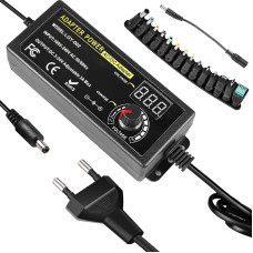 Universal Power Supply, 3V-24V Universal Power Supply Adapter 3A 72W Adjustable Power Adapter Universal AC/DC Adapter Charger with LED Voltage Display and 14 Tips for Household Electronics, DC Motor