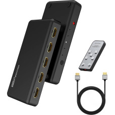 4K60Hz HDMI jungiklis su 5 prievadais ir 4K HDMI kabeliu, 