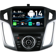 SXAUTO Android 14 Autoradio für Ford Focus (2012-2017) - Wireless CarPlay Android Auto - 4G+64G - Kamera + MIC - DAB Lenkradsteuerung Dual-Band WiFi 360-Cam Bluetooth - 2 Din IPS 9 Zoll - Octa-Core