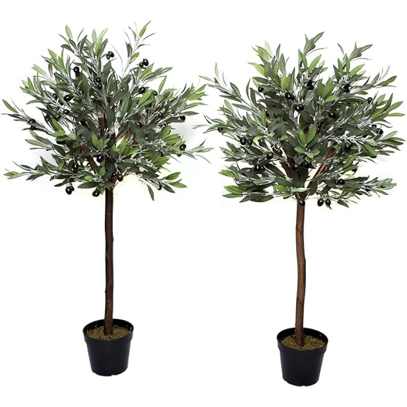 4 pėdų aukščiausios kokybės dirbtinis alyvuogių standartinis medis (2 vnt.)