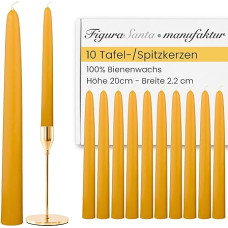 Vakarinės žvakės, grynas bičių vaškas - 10 žvakių iš Juodojo miško manufaktūros. Aukštis 20 cm;