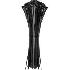 Iqobell Kabelbinder, schwarz, 300 mm, selbstsichernd, Nylon, 200 Stück, 2,7 mm x 300 mm, für Kabelmanagement, 22 kg Zugfestigkeit