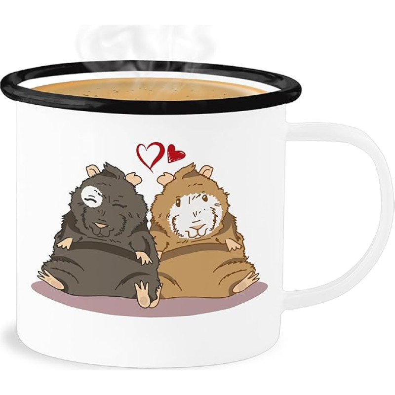 Shirtracer Emaille Becher Blechbecher - Statement - Meerschweinchen - 300 ml - Weiß Schwarz - statements frohes neues jahr new year mit