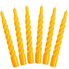 Candles with a Twist® Taper Candles Twisted Made in Italy 25 Colours Available Varnished Spiral Candles Long Burning Time 5 Hours, Candle Decoration, Pack of 6, 2.2 x 21 cm (Yellow)