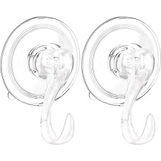 BuuyyBann 2 Stück Saugnapfhaken Mehrzweck-Saugnapf-Duschhaken, wiederverwendbar, Saugnapf-Aufhänger für Handtuch, Luffa, Utensilien, Weihnachtskranz, Badezimmer, Fenster, Glas, Küche