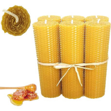 Honey Candles | Set of 6 Natural Beeswax Candles [Advent Christmas] | Thick Size - 3 x 10 cm
