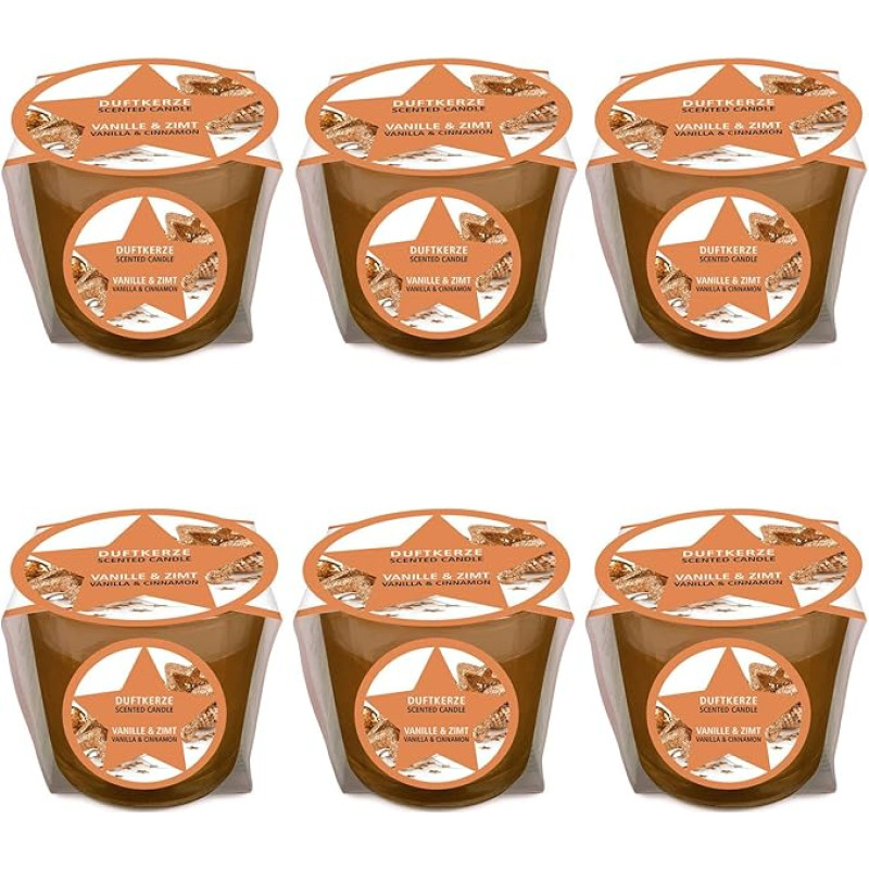 pajoma® Mini Scented Candles Set of 6 Vanilla Cinnamon Christmas Edition 45 g Wax Weight Burning Time 10 Hours in Elegant Gift Packaging Premium Quality