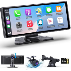 Wonsidary Car Screen for Apple Carplay & Android Car, 9.3 Inch IPS Wireless Carplay Display Stereo with 2.5K Front and 1080P Backup Cam, Loop Recording/Mirror Link/G Sensor/Siri/GOO-gle/Navigation/FM