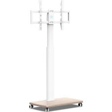 FITUEYES TV Floor Stand with Wooden Shelf TV Stand TV Stand TV Stand TV Stand with Wheels Height Adjustable Swivel for 32 to 70 Inch Flat Screen up to 40 kg Max. VESA 400 x 600