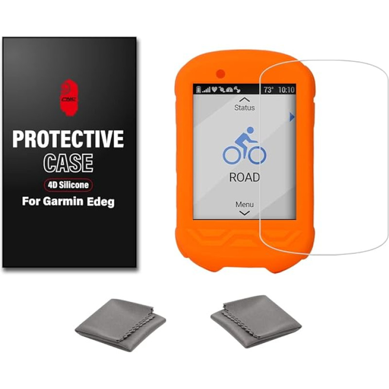 Chooee 4D Silicone Case for Garmin Edge 530 Compatible with Garmin Edge 530, Silicone Protective Case Black/Red/Orange/Blue with Screen Protector, Orange