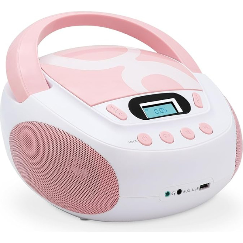 METRONIC 477408 CD grotuvas su USB prievadu ir ausinių išvestimi Šviesiai rožinis