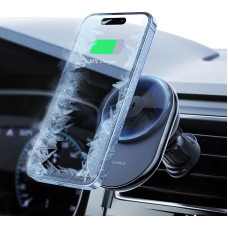 Qoosea Qi 15W Mag-Safe automobilinis įkroviklis, puslaidininkinis aušinamasis belaidis automobilinis įkroviklis, automobilinis mobiliojo telefono laikiklis su įkrovimo funkcija, indukcinis stiprus magnetinis belaidis automobilinis įkroviklis iPhone 14/13/