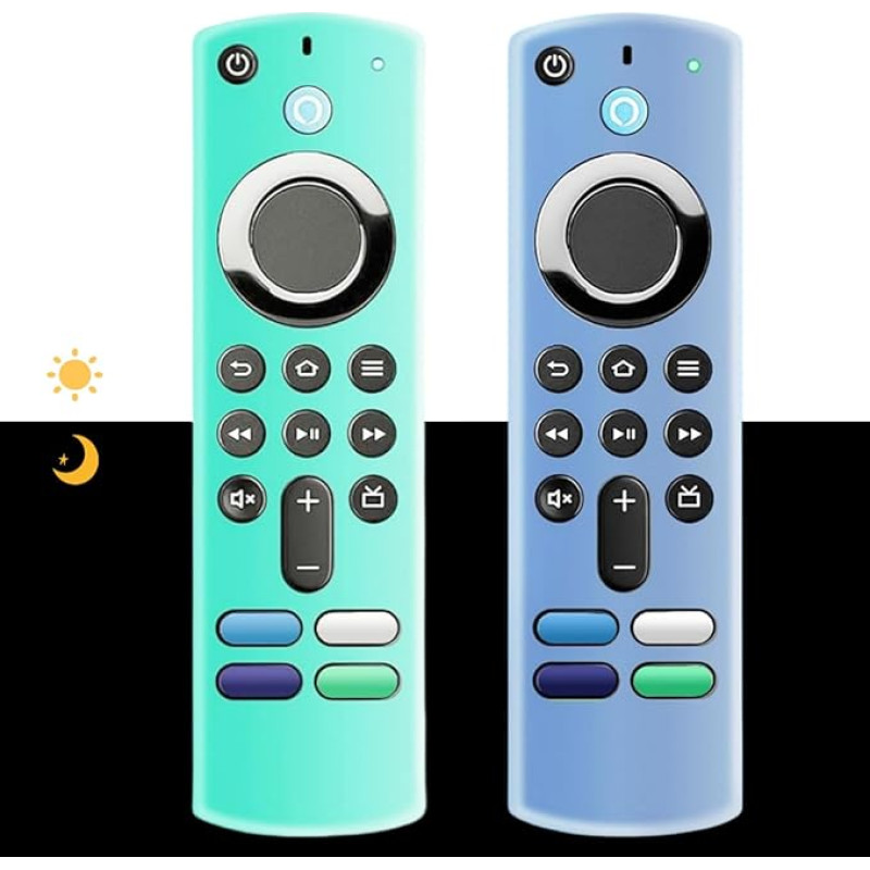 Schutzhülle für Fernbedienung, kompatibel mit Sprachfernbedienung der 3. Generation (leuchtet im Dunkeln), rutschfeste Silikon-Schutzhülle mit Umhängeband, 2 Stück
