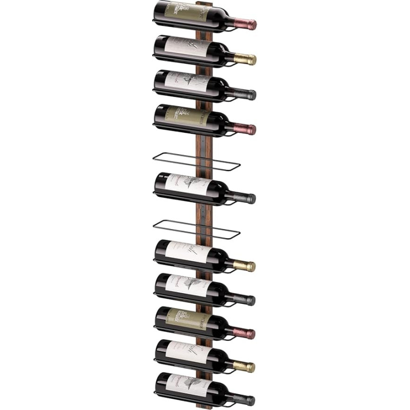 B4Life Wine Rack Bottle Rack Wall for 12 Wine Bottles Wine Rack Wall Wood Metal Black Wine Rack Hanging Wall Mounted Wine Bottle Racks for Kitchen, Dining Room, Bar