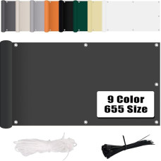 MENGH Balcony Privacy Screen, No Drilling, Wind and UV Protection, 160 g/m², with Mounting Accessories, 100% Polyester, for Balcony Railing, Patio and Garden, Anthracite 80 x 450 cm