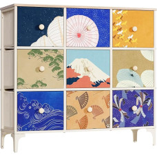 LYNCOHOME Chest of Drawers for Bedroom, 9 Drawers, Chest of Drawers with Deep and Large Drawers, Fabric Drawers, Easy to Assemble, for Bedroom, Children's Room, Living Room,