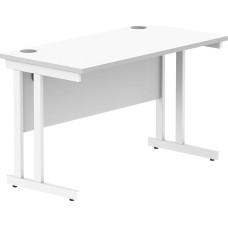 office hippo Essentials Stačiakampio formos rašomasis stalas Kompiuterio darbo vieta biurui ar namų biurui su kabelių jungčių valdymu 120 x 60 cm Arctic White rėmas