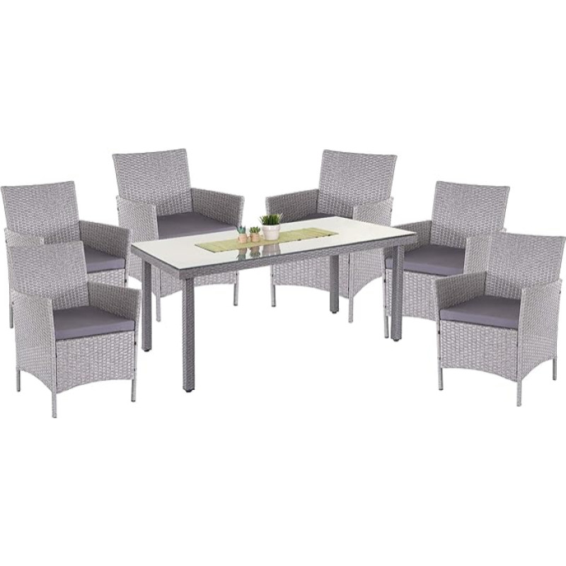Mendler Poly Rattan Garden Furniture Balcony Set Grey Cushion Anthracite