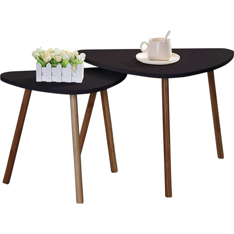 ETNIC ART Etnicart 2 tamsių medinių kavos staliukų rinkinys 60 x 40 x 45 cm 46 x 30 x 41 cm Minimalistinis augalų laikymo staliukas MDF mediena Kokybiškas produktas