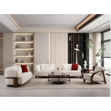 Sitzgruppe/Sofos komplektas - Wohnzimmergarnitur 'Gentian' 3+3+1+1 + Mittelkonsolentisch, Farbe:weiß