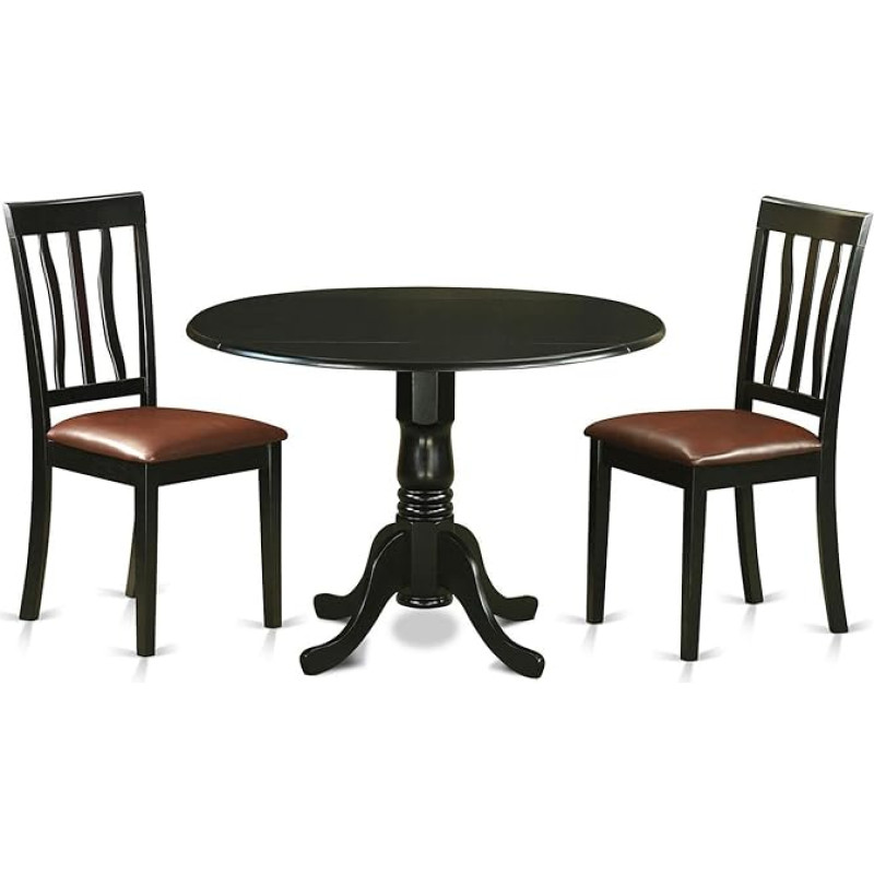 East West DLAN3-BLK-LC Dining Set Black