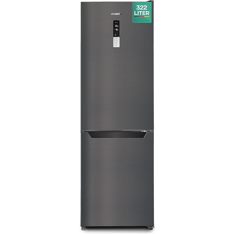 HEINRICHS šaldytuvo-šaldiklio derinys su 322 l bendru tūriu, 226 l šaldymo tūriu, 96 l šaldymo tūriu, visiškai be šalčio, LED apšvietimas, durų vyriai, keičiami, tylus 35 dB, didelės šaldiklio dėžės,