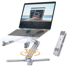VVGAOGES Nešiojamojo kompiuterio stovas su 360° pasukamu pagrindu, reguliuojamo aukščio nešiojamojo kompiuterio stovas, ergonomiškas sulankstomas nešiojamojo kompiuterio stovas, suderinamas su 