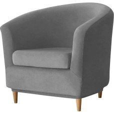 2 klubo kėdžių apsauginių dangtelių rinkinys Plaunamas įtempiamas sofos užvalkalas Vonios kėdžių apsauga Klubo kėdžių dangtelis Baldų dangtelis su elastingu įtemptu aksomu (tamsiai pilka)