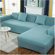 GODENI Elastisches Ecksofa Chaise apima Wohnzimmer Lounge Sessel 3-Sitzer-Sets Elastische Couch-Sitz Silipcover Haustiermöbel Sofagarnitur (spalva: ežero mėlyna, dydis: 4 vietos 235-300cm-1pc)
