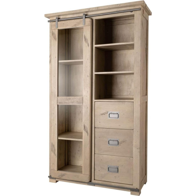 Spintelė 100 x 175 1 durys 3 stalčiai Mango medžio masyvus balintas