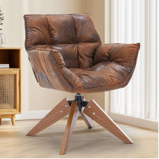 SOERGO Mid-Century Akzentstuhl, Heißpräge-Stoff, Schreibtischstuhl ohne Rad, moderner, gemütlicher Schminkstuhl, fortschrittlich und verschleißfest, mit Amrest, Holzbeine für Wohnzimmer, Lesezimmer,