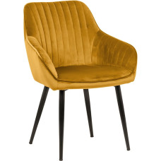 Invicta INTERJERAS riess-Ambiente.de Elegantiško dizaino Turin Velvet Garstyčių geltonos spalvos valgomojo kėdė Konferencijų kėdė su porankiais