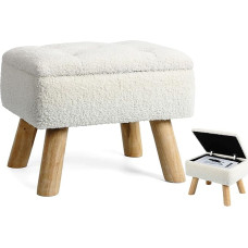 OGEMXU Kreminės spalvos pliušinis aksominis pėdkelnis su medinėmis kojelėmis