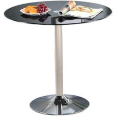Glass Dining Table, Kitchen Round Black Tempered Dining Table Modern Circular 2 - 4 Seater Breakfast Bistro Table Space Saving Pub Cafe Dinner Living Room Furniture (Size: 80 cm/31.2 inches, Colour: