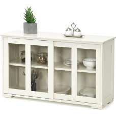 GIANTEX Sideboard Kitchen, Kitchen Cabinet with Sliding Glass Doors, Kitchen Chest of Drawers Sideboard with Adjustable Shelf, Storage Cabinet, Buffet Cabinet, Side Cabinet for Dining Room, Living