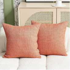 Jeanerlor 2 pakuotės pagalvių užvalkalai, dekoratyviniai poliesterio lino pagalvių dėklai, vienspalviai modernaus ūkio pagalvių dangteliai, namų dekoro lauko pagalvių dangteliai, skirti sofos sofos kėdės lovai 24x24 colių oranžinės spalvos