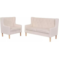 LAPOOH Sofos komplektas, 2 dalių sofa lova, sofa lova, sofos ir sofos, relaksacinė sofa, audinys Cream White