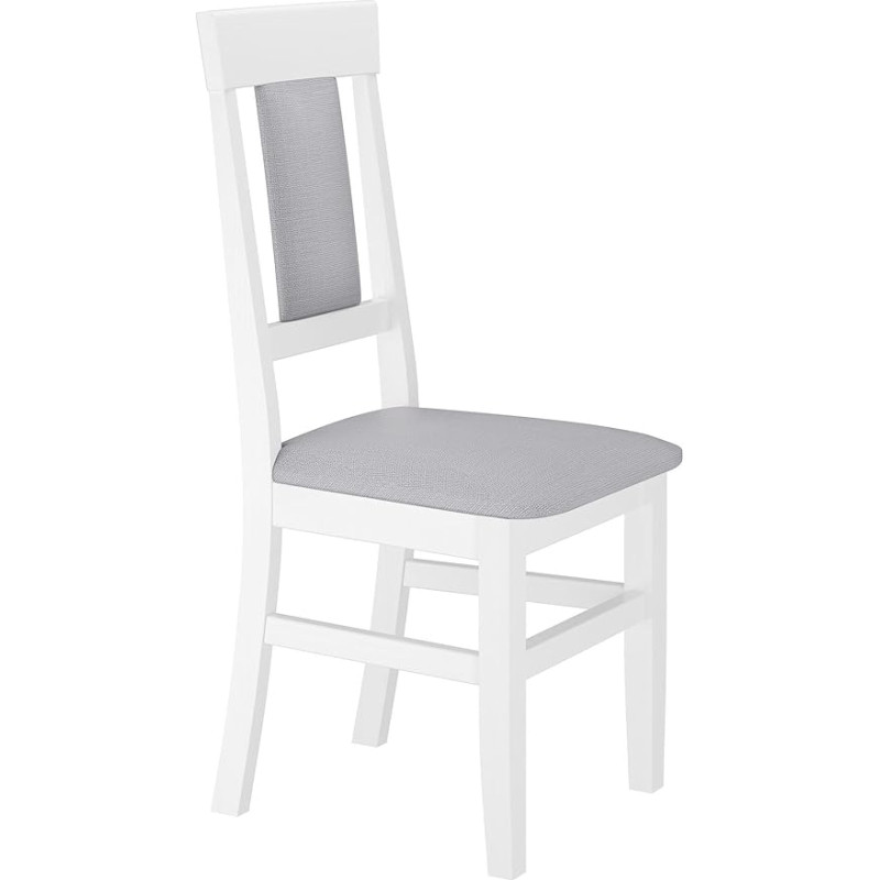 Erst-Holz V-90.71-25W Minkšta medžio masyvo virtuvės kėdė Valgomojo kėdė Balta / pilka