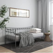 vidaXL Sofos lovos rėmas Dienos lova Metalinė lova Viengulė lova Svečių lova Sofos kušetė Jaunimo lova Pilka metalinė 90 x 200 cm
