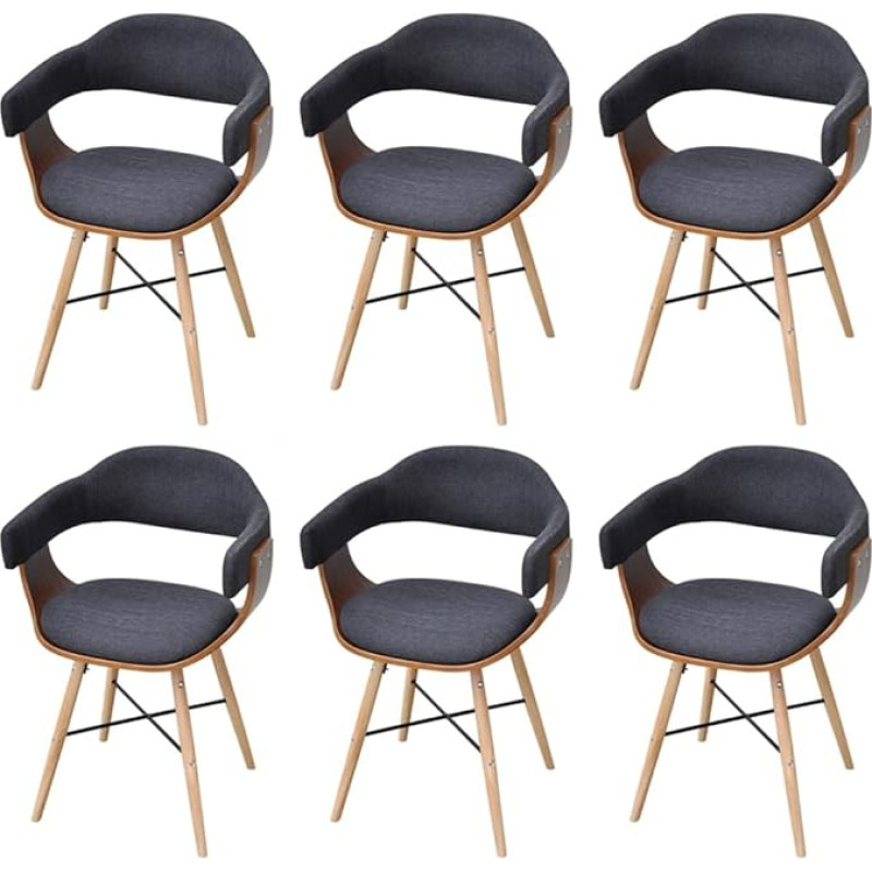 6 chaises en bois cintré avec revêtement en tissu
